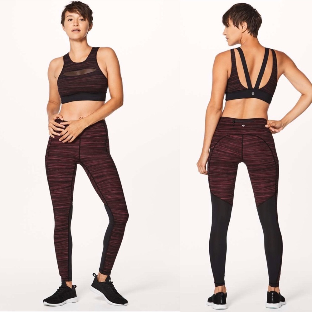 Lululemon Run the Day Bra Size 4 in Low Tide Blush Berry Black Sports Bra - Picture 1 of 12